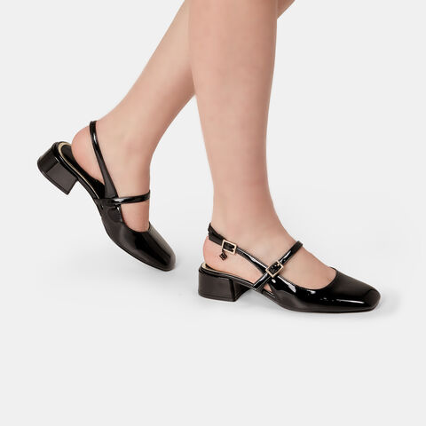 Zapatos Slingback de charol para mujer Bata Red Label con tacón de 3,5 cm, Negro Zapatos Slingback de charol para mujer Bata Red Label con tacón de 3,5 cm, Negro